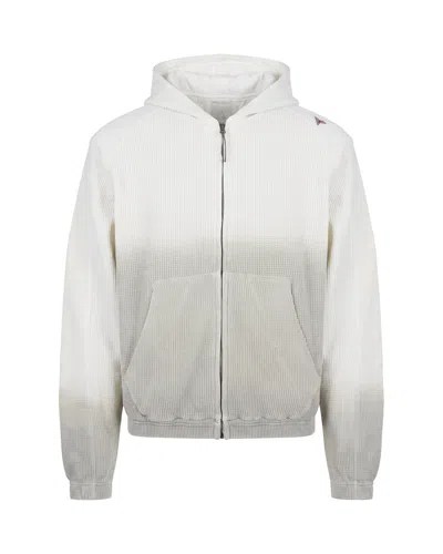 Roa Men's Waffle Knit Full-zip Hoodie In Dirty White