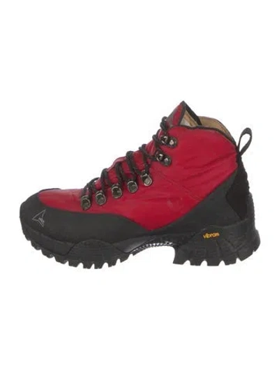 Pre-owned Roa Nylon Colorblock Pattern Hiking Boots In Red