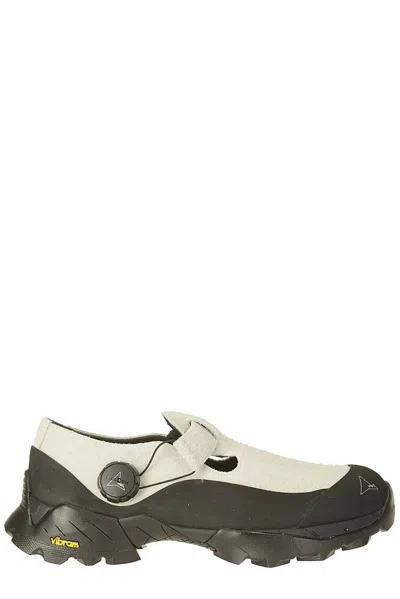Roa Mary Jane Suede-trimmed Sneakers In Black