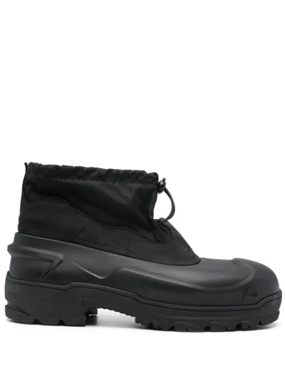 Roa Nubuck Trimmed Shell Rubber Boots In Black