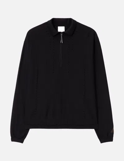 Roa Pinched Wool Knit Polo In Black