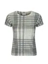 Roa Women S Taba Printed Check Baby T-shirt Sage In Gray