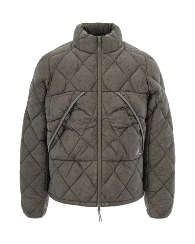 Roa Sage Green Nuna Quilted Hooded Down Jacket In Gray