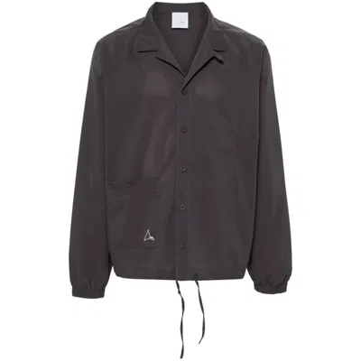 Roa Camp-collar Perforated Shirt In Black
