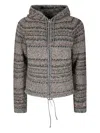 Roa Men S Fair Isle Felted Knit Zip Up Hoodie Olive In Multi