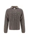 Roa Textured Knit Grey Sweater With Half Zip In Grey