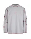 Roa T-shirt A Maniche Lunghe Info Stitch Organic Light Grey In Gray