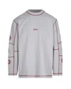 Roa T-shirt A Maniche Lunghe Info Stitch Organic Light Grey In Gray
