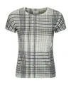 Roa Women S Taba Printed Check Baby T-shirt Sage In Multi