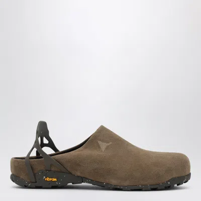 Roa Taupe Fedaia Clogs In Suede In Multi