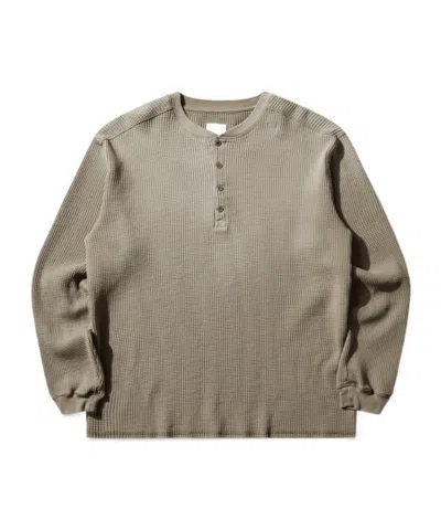 Roa Waffle Henley Long Sleeve T-shirt In Brown