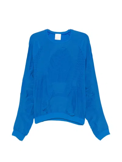 Roa Wama 3d Textured-knit Long-sleeve T-shirt In Blue