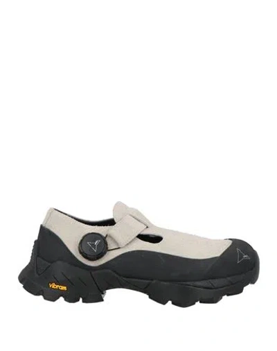 ROA ROA WOMAN SNEAKERS LIGHT GREY SIZE 11 LEATHER, RUBBER