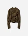 Roa Women S Pinched Wool Knit Top Olive In Green