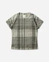 Roa Women S Taba Printed Check Baby T-shirt Sage In Multi