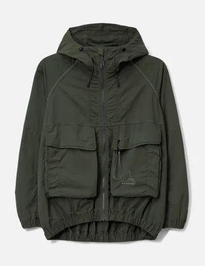 Roa X And Wander Garment Dye Nylon Hooded Jacket In Green