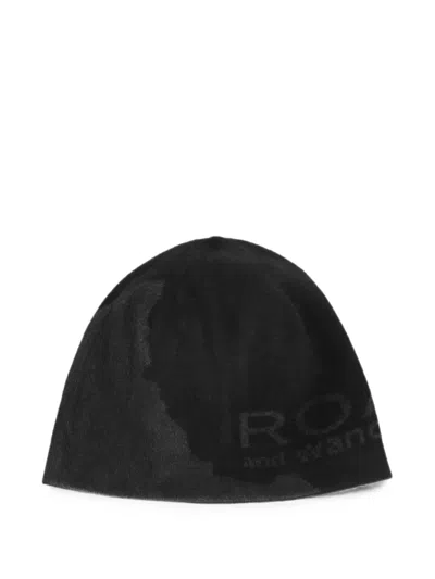 Roa X And Wander Logo-detail Cotton Beanie Hat In Black
