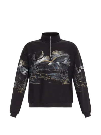 Roa Zip-neck Graphic Sweatshirt In Black