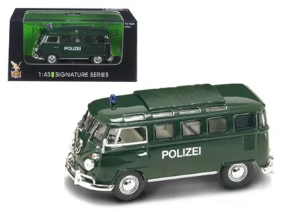 Road Signature 1962 Volkswagen Microbus Police Green 1/43 Diecast Car Model By