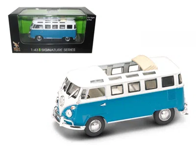 Road Signature 1962 Volkswagen Microbus Van Bus Blue With Open Roof 1/43 Diecast Car By