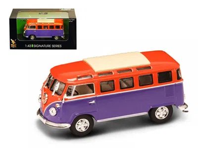 Road Signature 1962 Volkswagen Microbus Van Bus Orange/purple 1/43 Diecast Car By