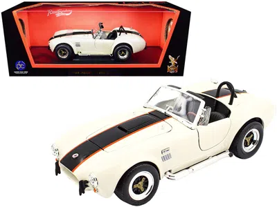 Road Signature 1964 Shelby Cobra 427 S/c Roadster Cream With Black And Orange Stripes 1/18 Diecast Model Car By Roa