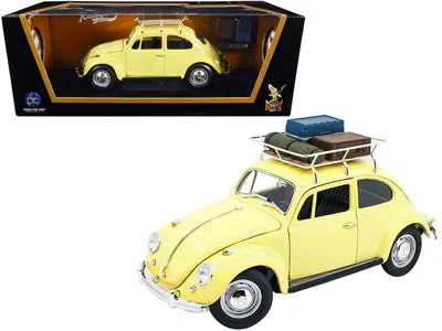 Road Signature 1967 Volkswagen Beetle With Roof Rack And Luggage Yellow 1/18 Diecast Model Car By