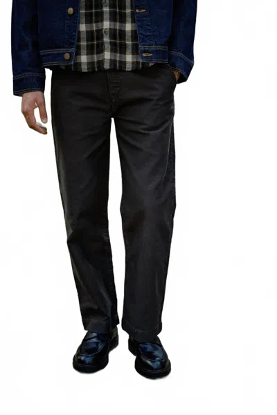 Road To Nowhere Carter Wide Leg Moleskin Trouser In Charcoal In Black