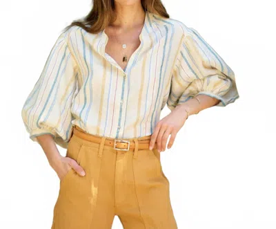 Road To Nowhere Edith Blouse In Bahama Stripe In Beige