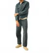 Road To Nowhere Harbor Drawstring Pant In Patchwork Japanese Denim In Green