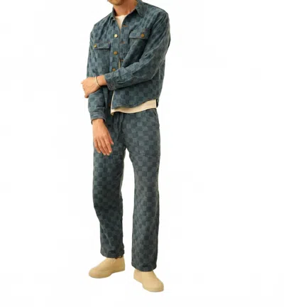 Road To Nowhere Harbor Drawstring Pant In Patchwork Japanese Denim In Green