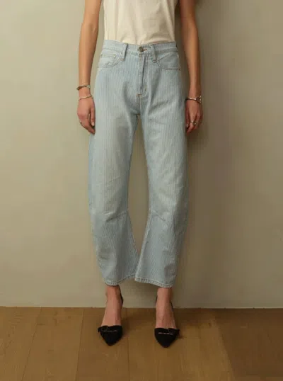 Road To Nowhere Pilon Railroad Stripe Ankle Pant In Steel