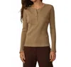 Road To Nowhere Tasman Ribbed Henley Top In Fatigue In Green