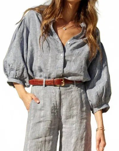Road To Nowhere Women's Linen Edith Blouse In Grey In Gray