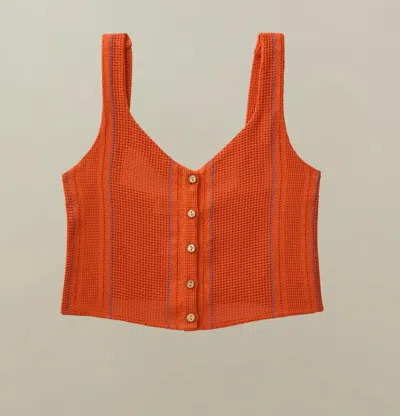 Road To Nowhere Women's Sofia Tank Top In Tomato Stripe In Orange
