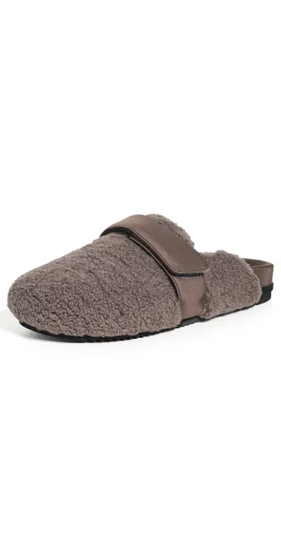 Roam Fuzzy Loafer Mules Taupe