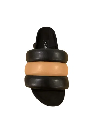 ROAM PUFFY SLIPPER IN BLACK/TAN