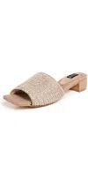 Roam Raffia Square Block Heels Natural In Natural