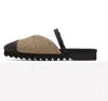 Roam Raffy Cap Mules In Natural/black In Multi