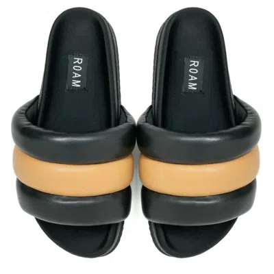 Roam The Puffy Sliders In Black/tan