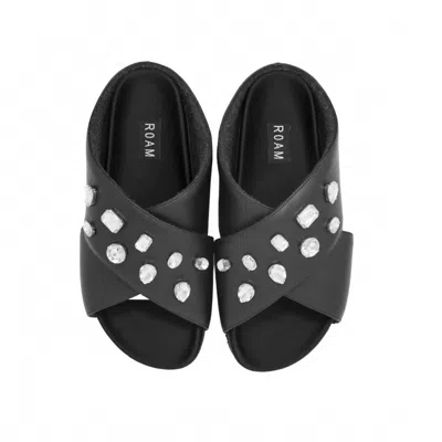 Roam Women's Cross Crystal Sandal In Black