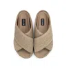 Roam Cross Stack Platform Sandals In Natural In Grey