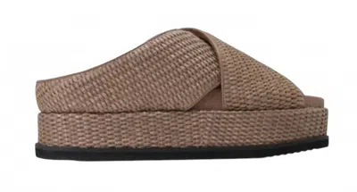 Roam Women's Cross Stack Raffia Platform Sandals In Natural In Brown