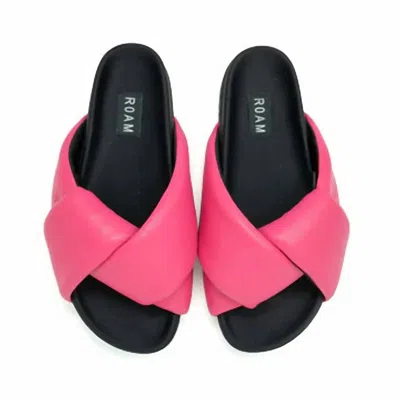 Roam Women's Foldy Puffy Slide Sandal In Fuchsia In Pink