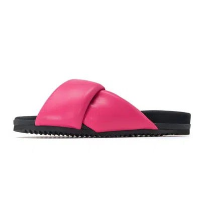 Roam Women's Foldy Puffy Slide Sandal In Fuchsia In Pink