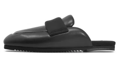 Roam Women's Puffy Loaf Loafer Mule In Black Vegan Leather