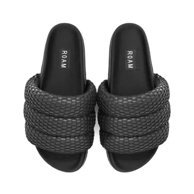 Roam Women's Puffy Mesh Sandals Slides In Black