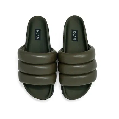 Roam Women's Puffy Slide Sandal In Khaki In Green