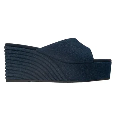Roam Women's Scoop Mid Strata Wedge In Dark Denim In Blue
