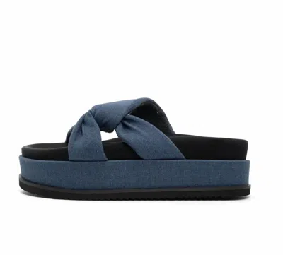 Roam Women's Side Slip Stack Sandal In Denim In Multi